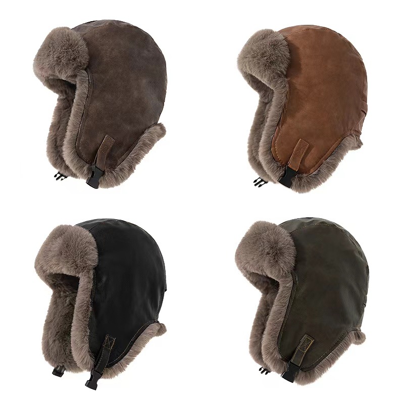 1pcs Men's Winter Retro leathe - Trapper Hat Ear Flap 评论和价格