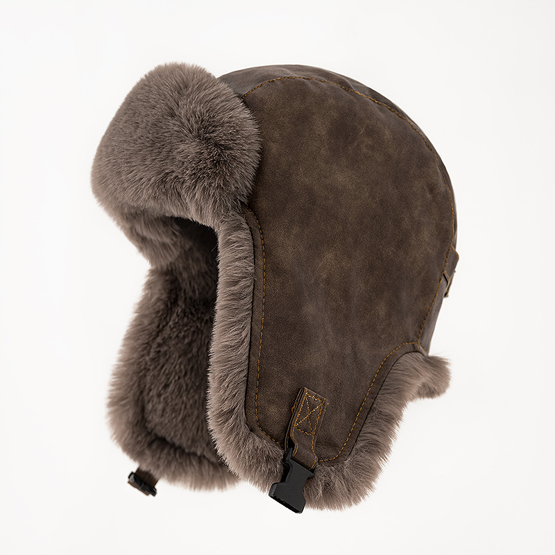 1pcs Men's Winter Retro leathe - Trapper Hat Ear Flap 评论和价格