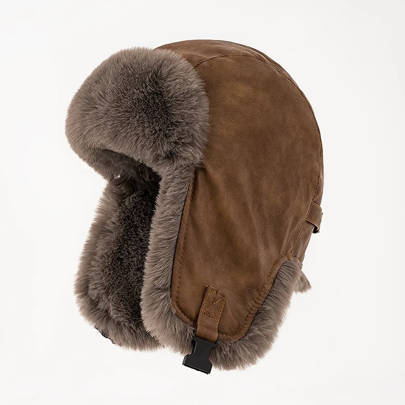 1pcs Men's Winter Retro leathe - Trapper Hat Ear Flap 评论和价格