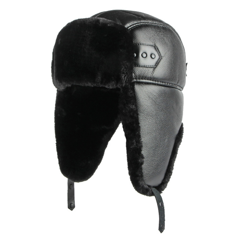 HT4002 New PU Leather Russian  - Trapper Hat Ear Flap 评论和价格