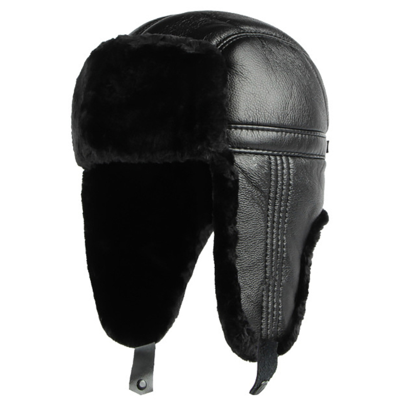 HT4002 New PU Leather Russian  - Trapper Hat Ear Flap 评论和价格
